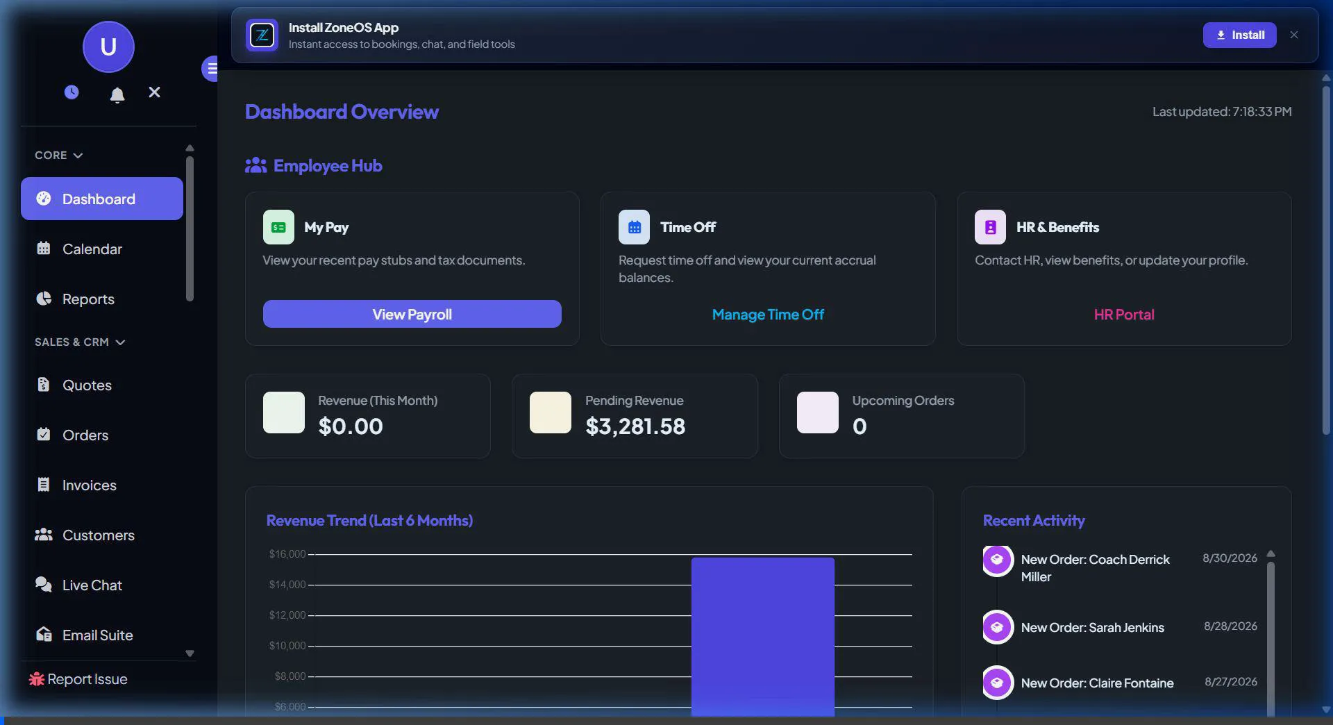 Zone OS CRM Walkthrough Animation